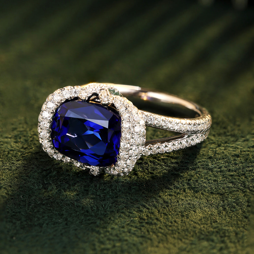 Laboratory grown sapphire ring,main stone 4.0CT,9K gold ring setting