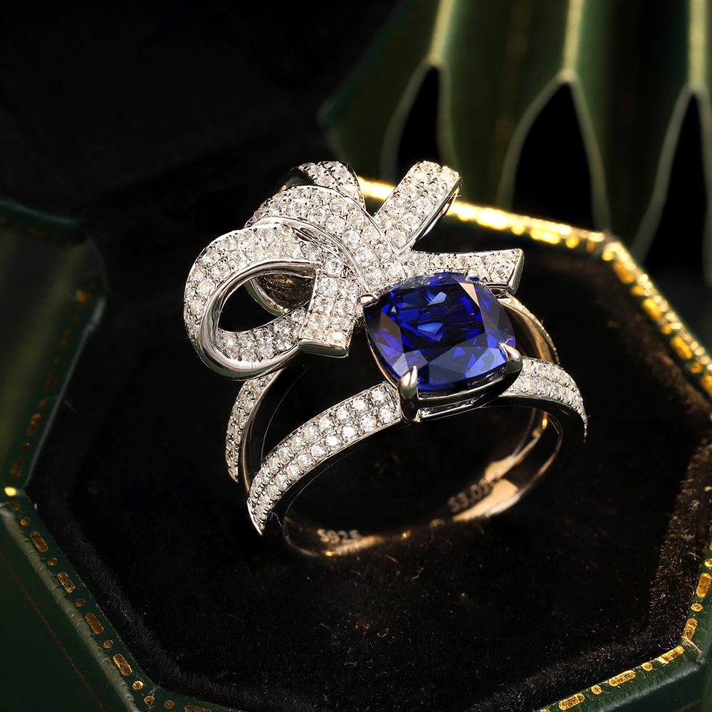 Laboratory grown sapphire ring,main stone 3.09CT,9K gold ring setting