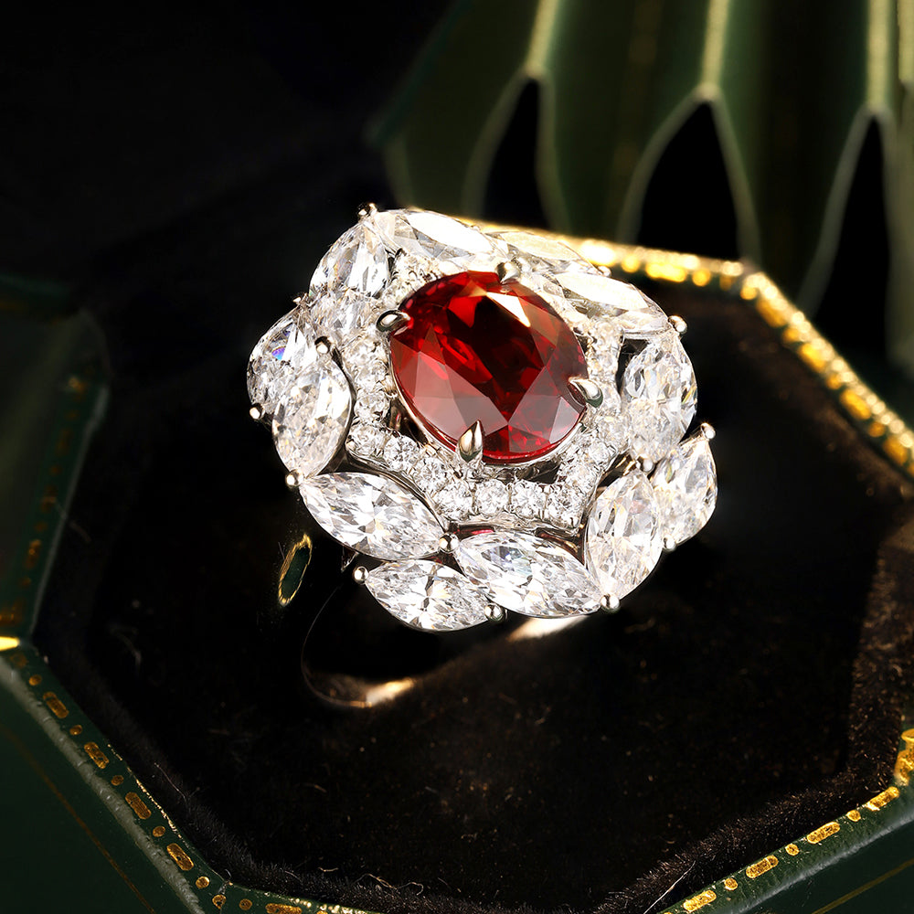 Laboratory grown ruby ring,main stone 3.9CT,9K gold ring setting