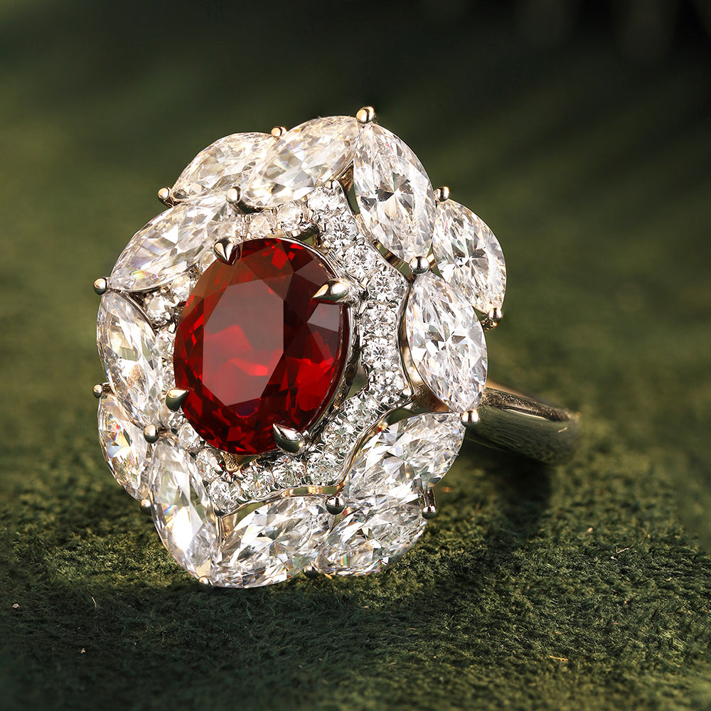 Laboratory grown ruby ring,main stone 3.9CT,9K gold ring setting