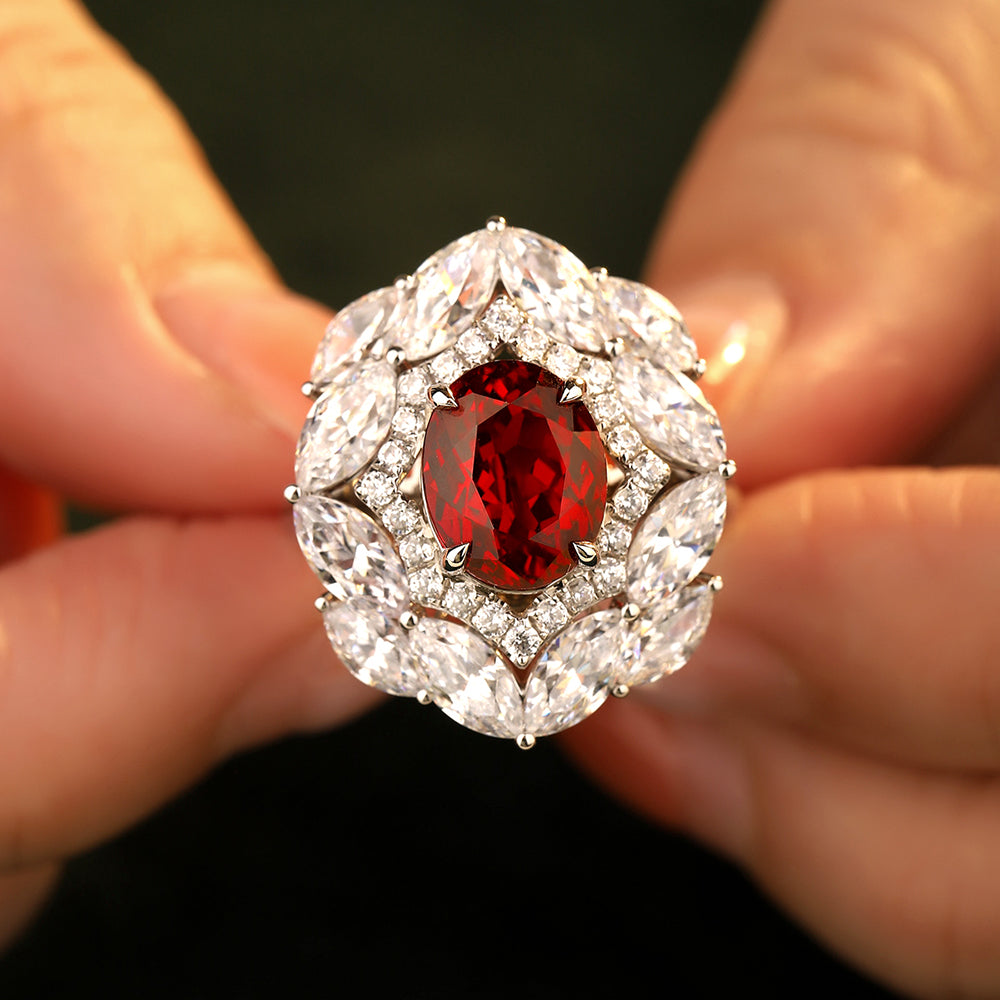 Laboratory grown ruby ring,main stone 3.9CT,9K gold ring setting