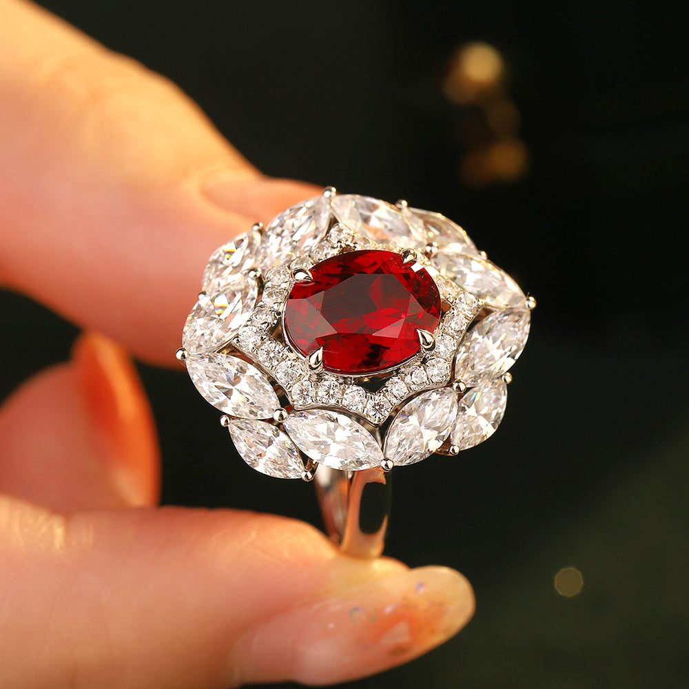 Laboratory grown ruby ring,main stone 3.9CT,9K gold ring setting