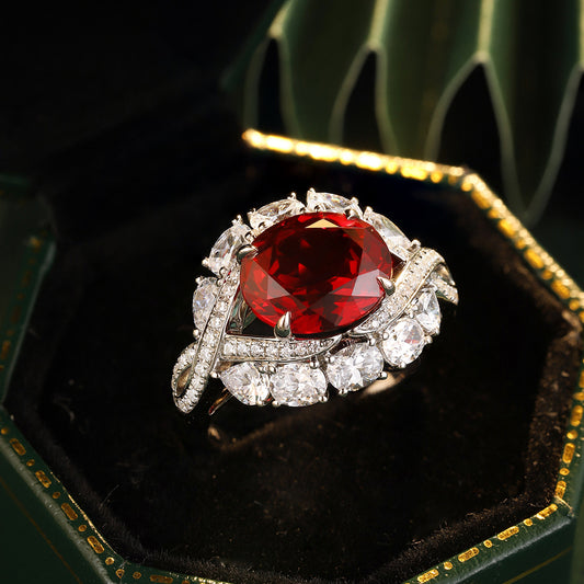 Laboratory grown ruby ring,main stone 5.804CT,9K gold ring setting