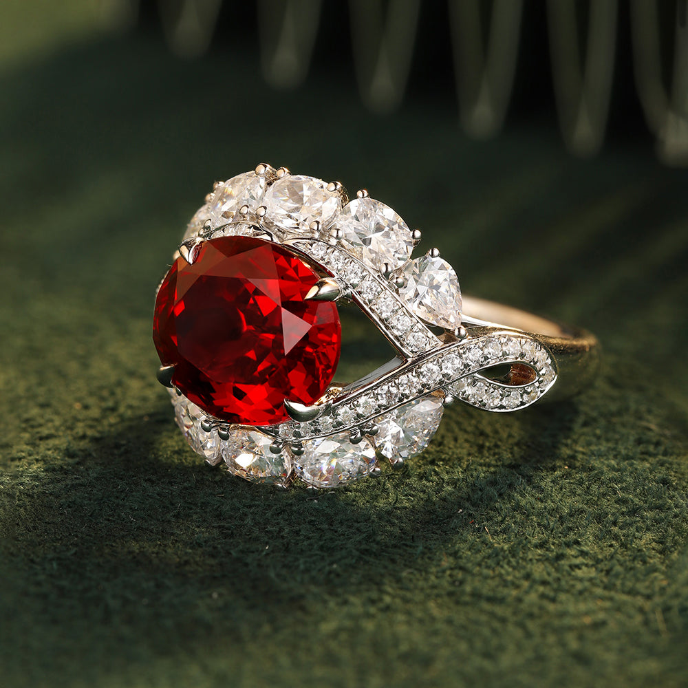 Laboratory grown ruby ring,main stone 5.804CT,9K gold ring setting