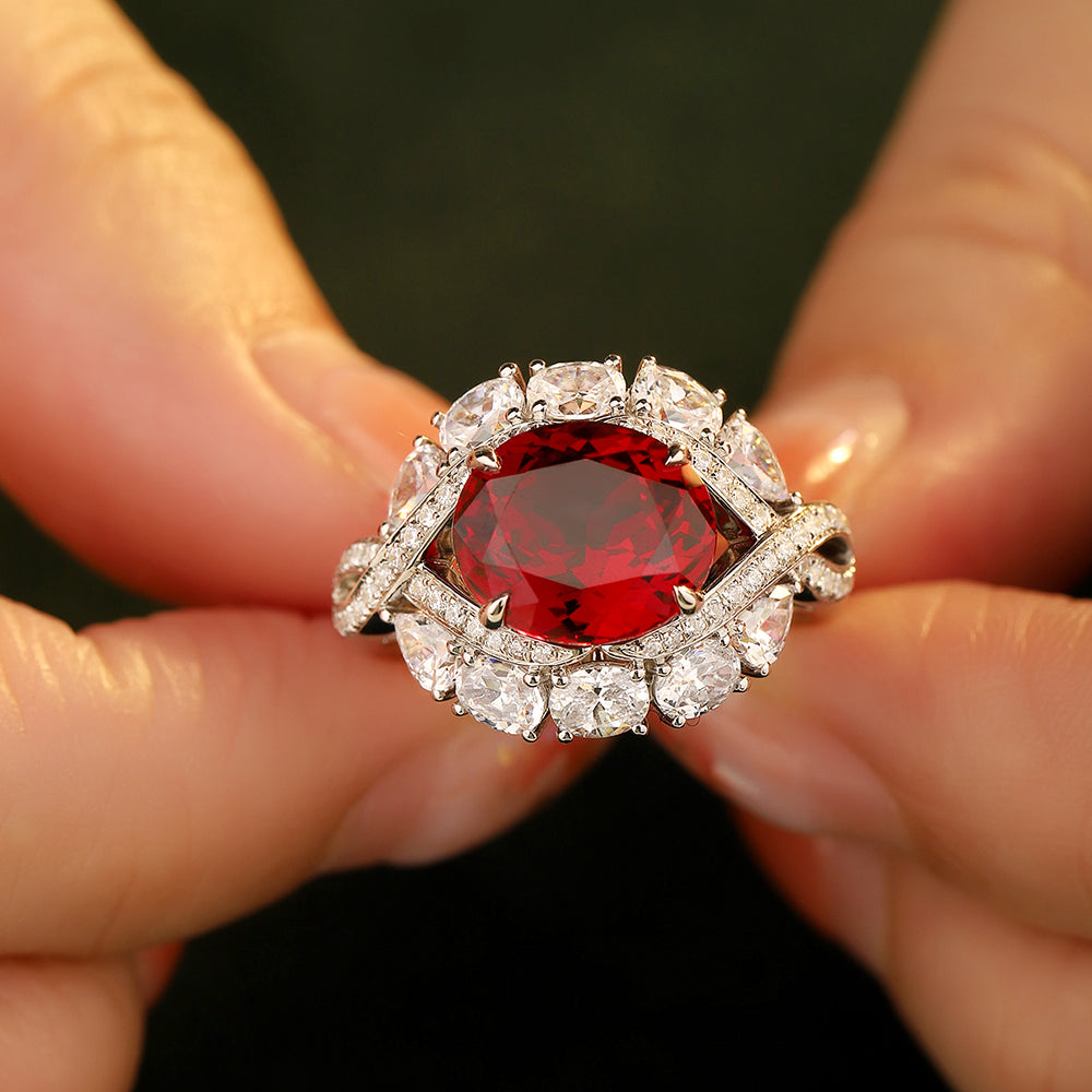 Laboratory grown ruby ring,main stone 5.804CT,9K gold ring setting