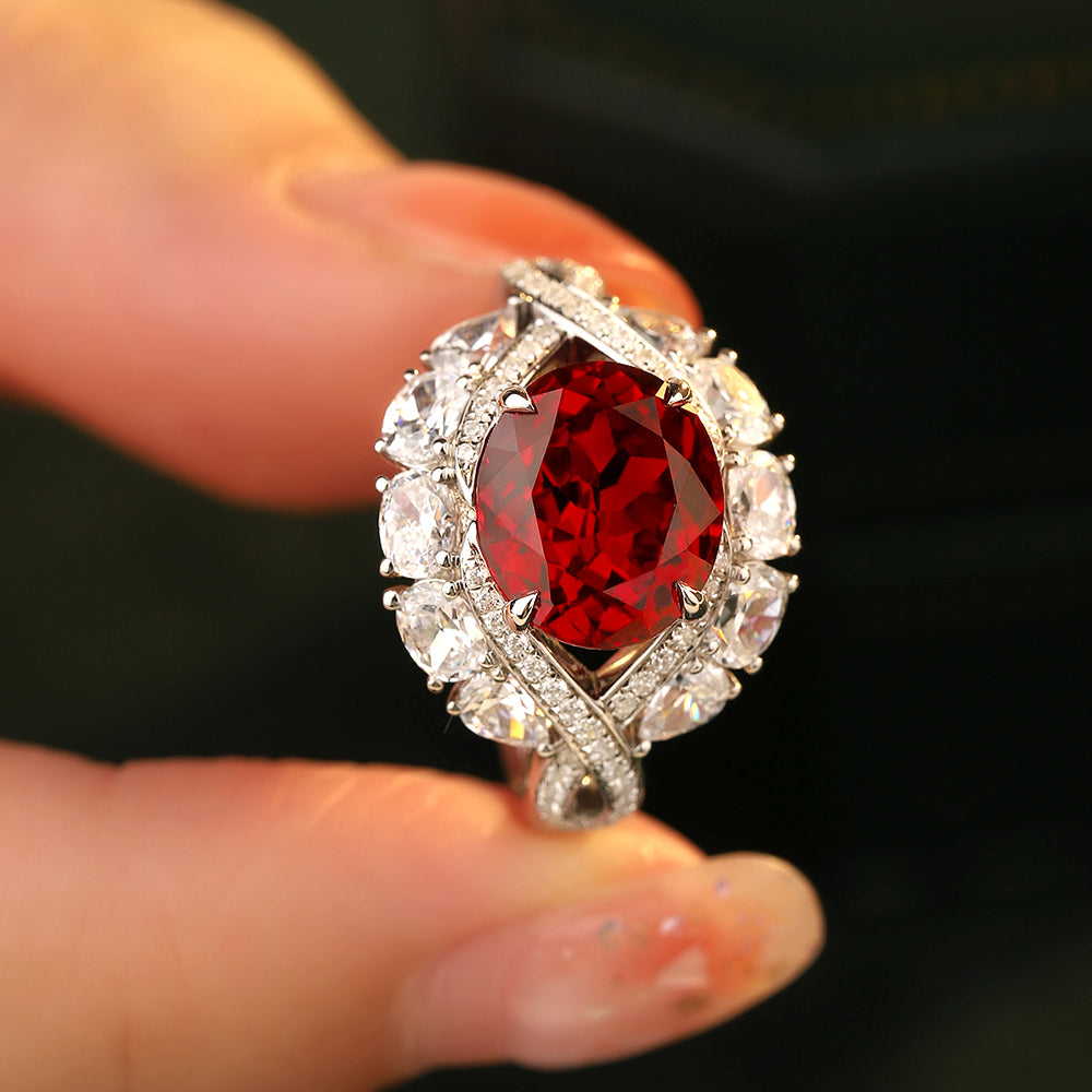 Laboratory grown ruby ring,main stone 5.804CT,9K gold ring setting