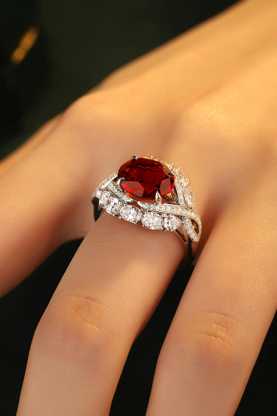 Laboratory grown ruby ring,main stone 5.804CT,9K gold ring setting