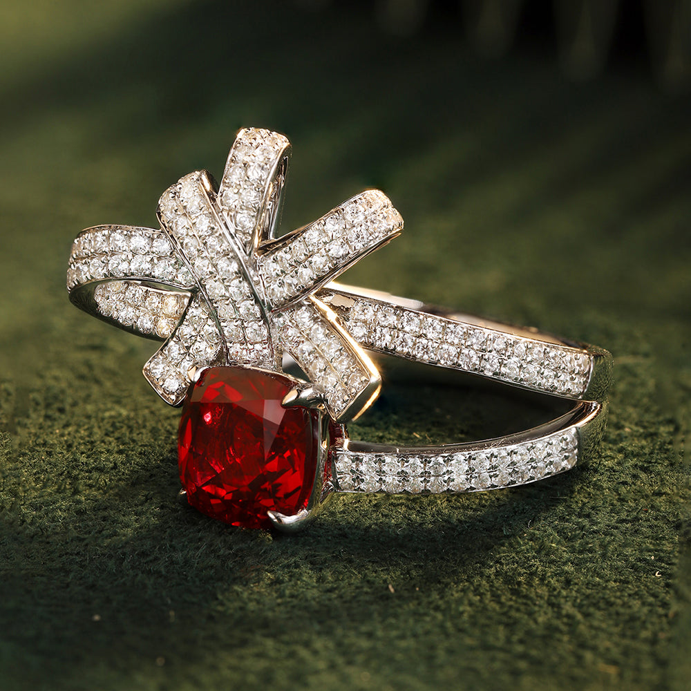 Laboratory grown ruby ring,main stone 3.01CT,9K gold ring setting