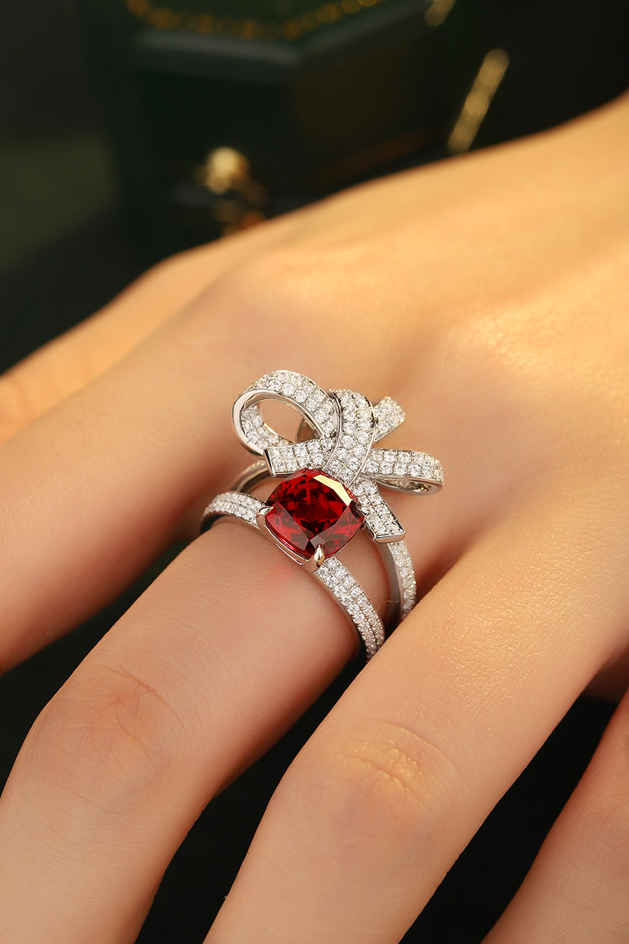 Laboratory grown ruby ring,main stone 3.01CT,9K gold ring setting