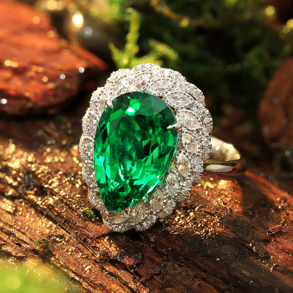 Laboratory grown emerald ring,main stone 5.5CT,9K gold ring setting