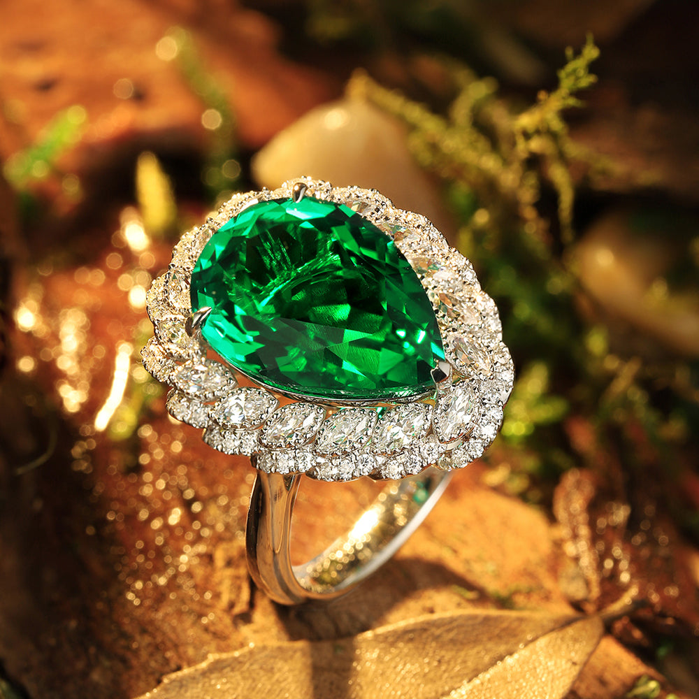 Laboratory grown emerald ring,main stone 5.5CT,9K gold ring setting