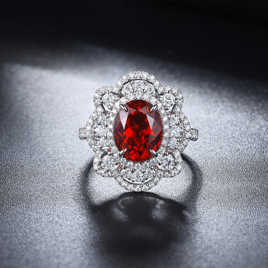 Laboratory grown ruby ring,main stone 3.615CT,9K gold silver ring setting