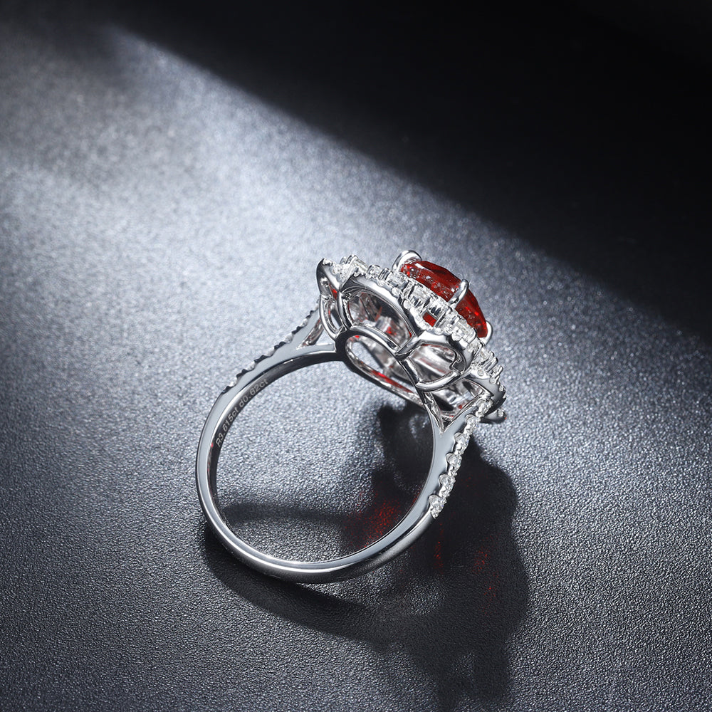 Laboratory grown ruby ring,main stone 3.615CT,9K gold silver ring setting