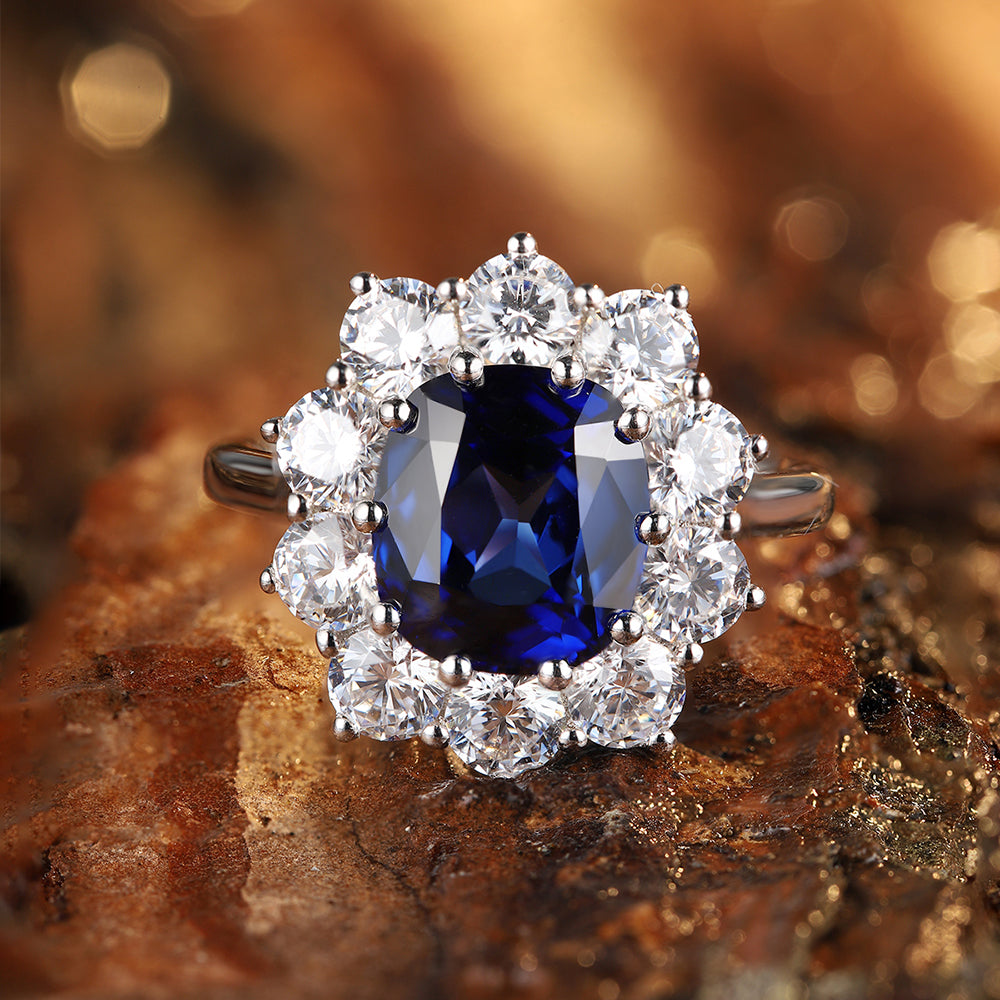 Laboratory grown sapphire ring,main stone 3.728CT,9K gold ring setting