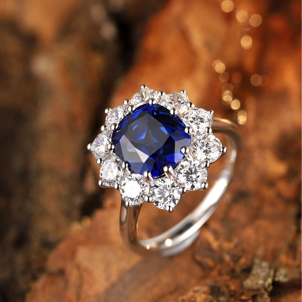 Laboratory grown sapphire ring,main stone 3.728CT,9K gold ring setting