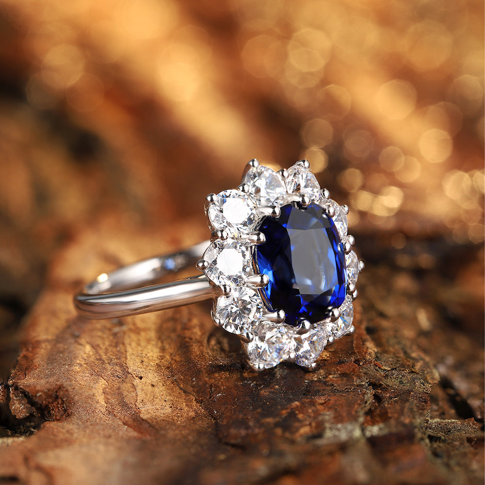 Laboratory grown sapphire ring,main stone 3.728CT,9K gold ring setting