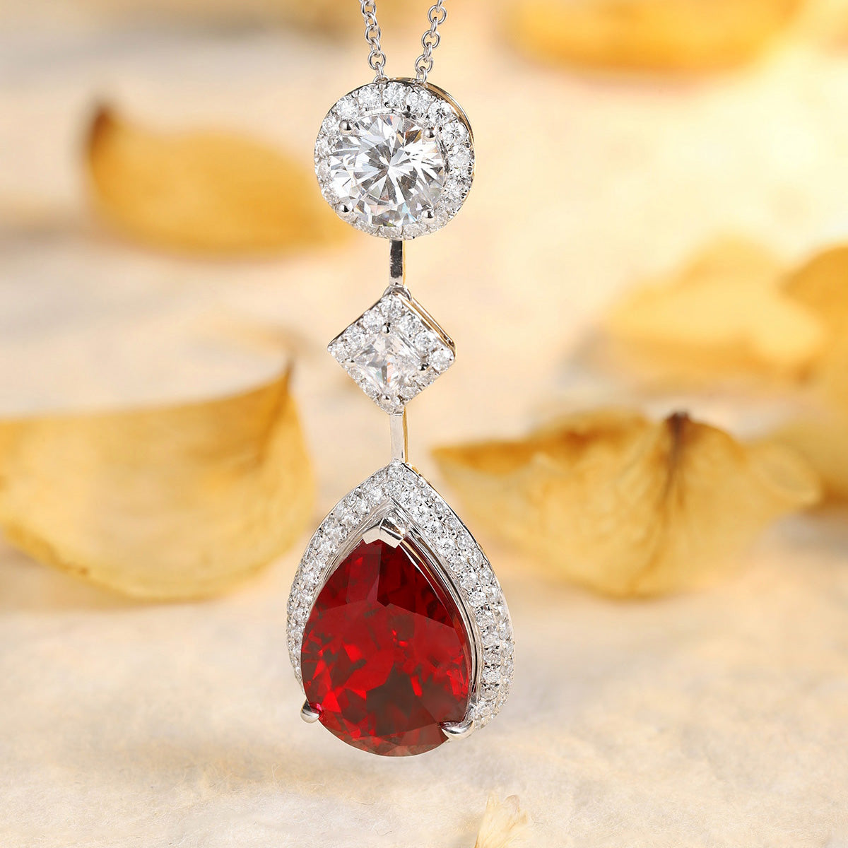 Laboratory grown ruby necklace,main stone 9.23CT,9K gold necklace setting