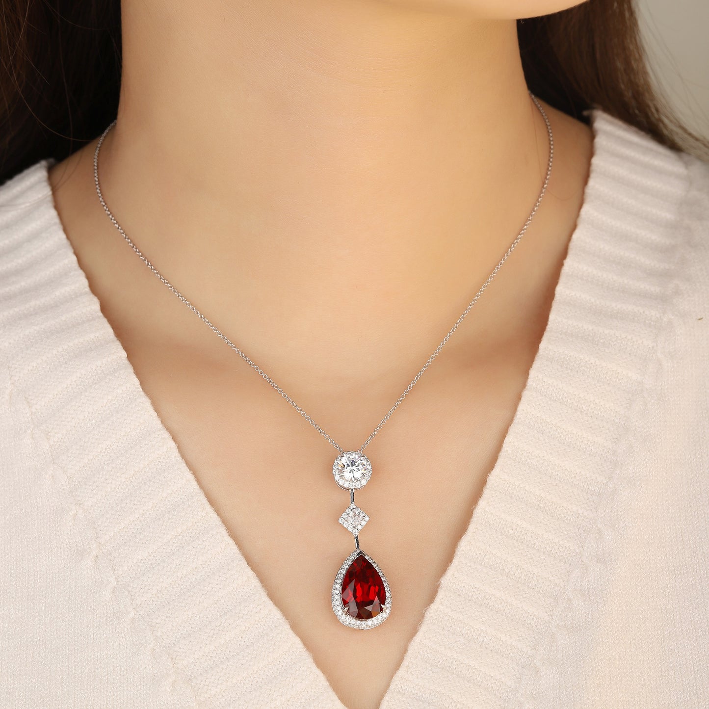 Laboratory grown ruby necklace,main stone 9.23CT,9K gold necklace setting