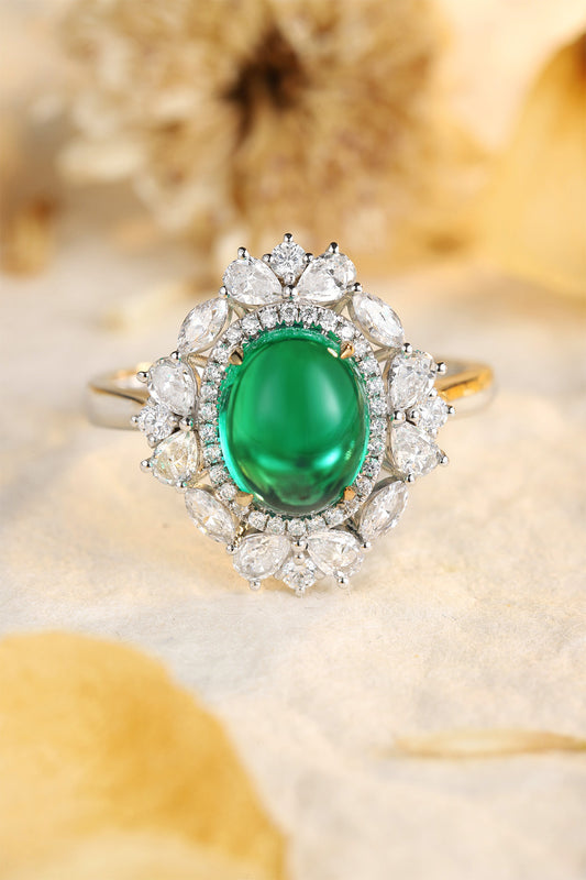 Laboratory grown emerald ring,main stone 4.17CT,9K gold ring setting