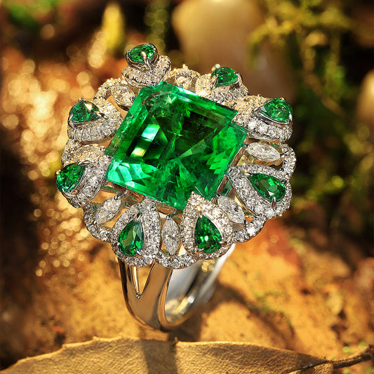 Laboratory grown emerald ring,main stone 3.53CT,9K gold ring setting