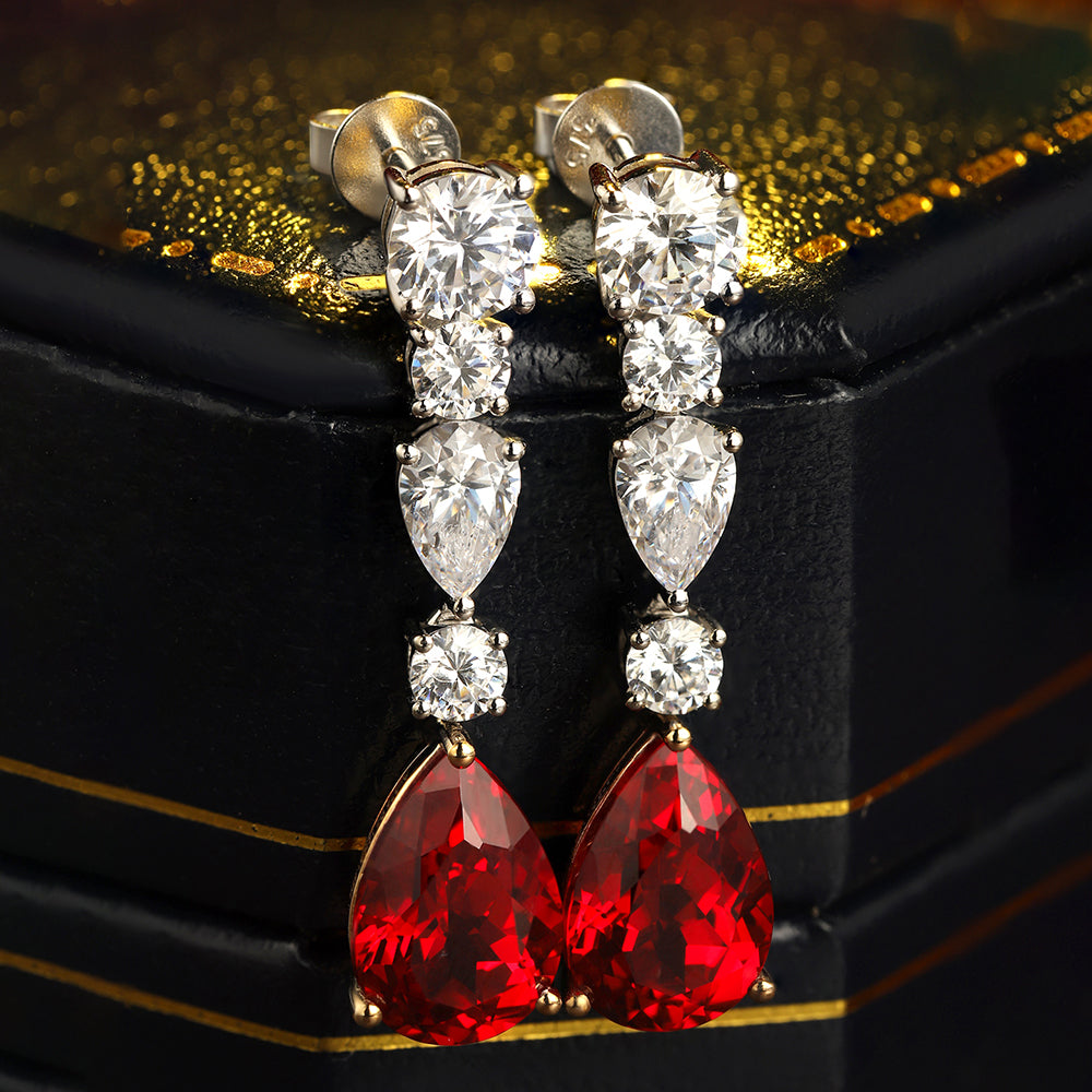 Laboratory grown ruby ear stud,main stone 6.24CT,9K gold ring setting