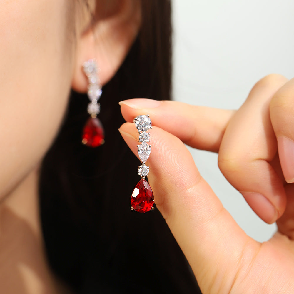 Laboratory grown ruby ear stud,main stone 6.24CT,9K gold ring setting