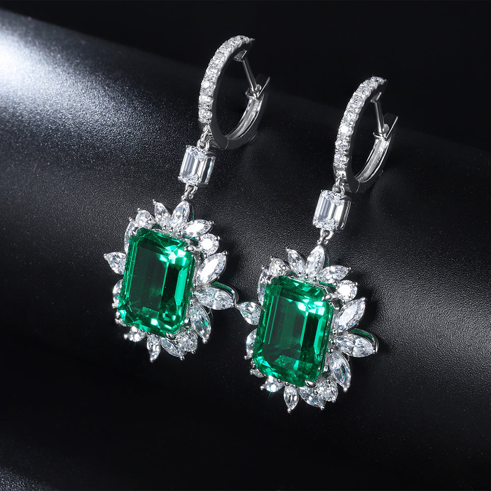 Laboratory grown emerald ear stud,main stone 10.06CT,9K gold necklace setting